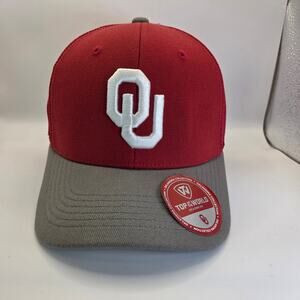 Oklahoma Sooners Hat Top of the World Mesh Trucker Adjustable Red Gray